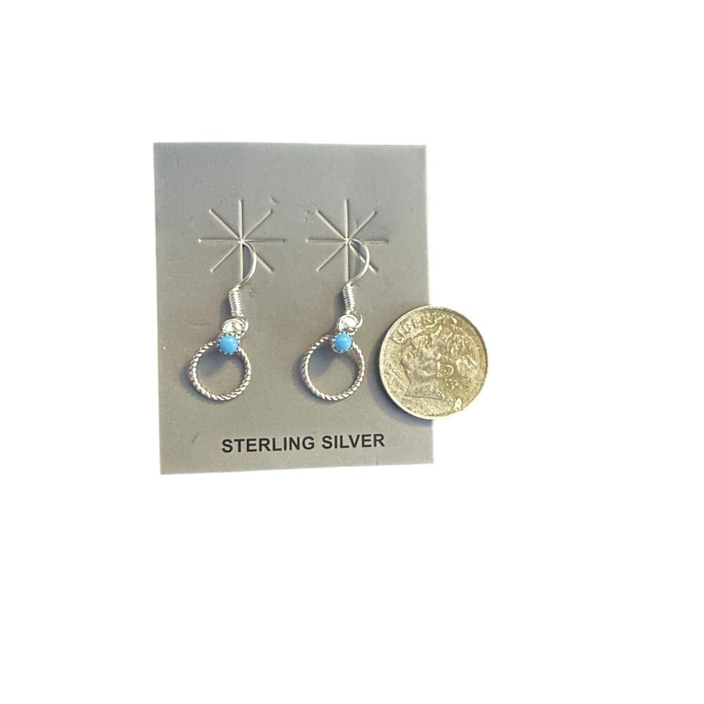 Melony Bitsie Sterling Silver and Kingman Turquoise Fish Hook Earrings